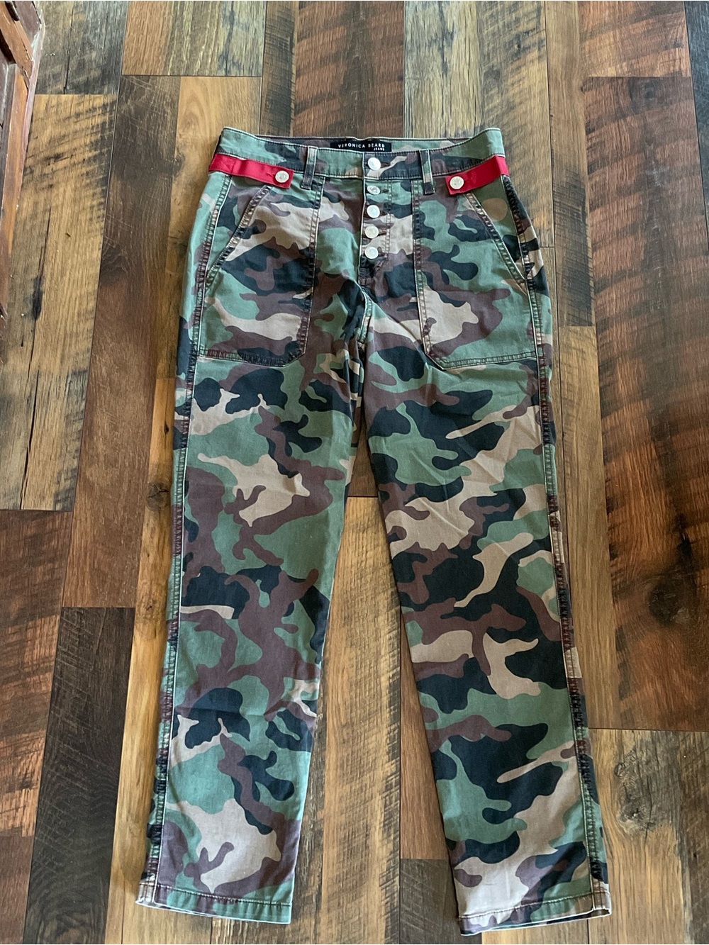 Veronica Beard Jeans Arya Camo Straight Leg Pants 27